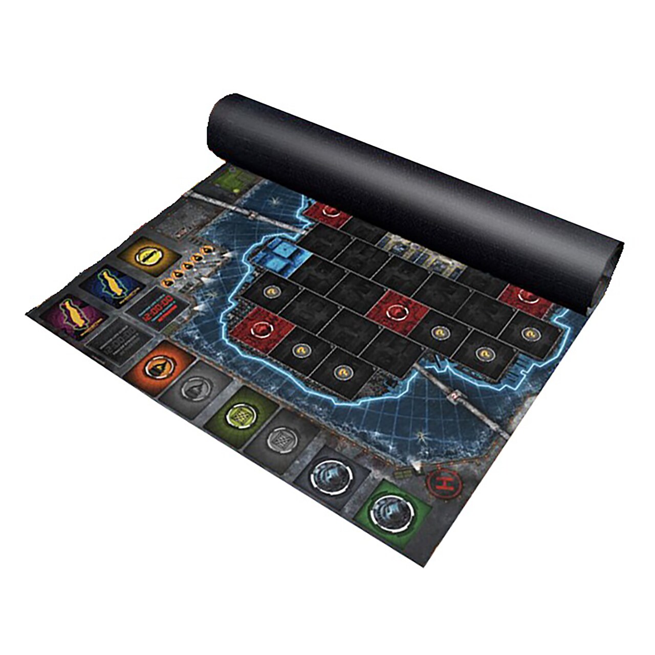 Pendragon Studios: Escape from New York: neoprene playmat strategy board game expansion, For 1-5 players, 60 minutes playing time. Ages 14 plus.